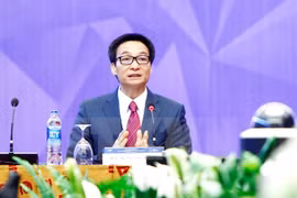 Phó Thủ tướng Vũ Đức Đam phát biểu tại cuộc đối thoại. (Ảnh: An Đăng/TTXVN) 