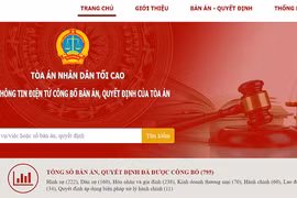 Trang chủ của trang điện tử công bố bản án
