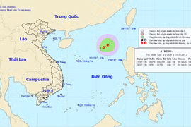 Sơ đồ đường đi áp thấp nhiệt đới - nguồn Trung tâm dự báo khí tượng thủy văn trung ương 