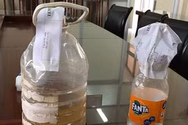 Mẫu rượu ngâm quả khô và mẫu rượu trắng thu được tại gia đình ông Hồi. Nguồn VFA