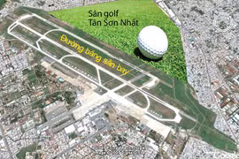 Cụm sân golf Tân Sơn Nhất đang là vấn đề được dư luận quan tâm. Bản đồ minh hoạ: Internet 