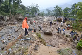 Hiện trường vụ sạt lở tại huyện Mông Sơn, TP Ngô Châu, tỉnh Quảng Tây, Trung Quốc.