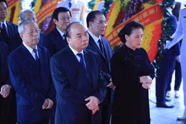 Trong niềm tiếc thương vô hạn, Đoàn Ban Chấp hành Trung ương Đảng do ông Nguyễn Xuân Phúc, Ủy viên Bộ Chính trị, Thủ tướng Chính phủ làm Trưởng đoàn dẫn đầu vào viếng Đại tướng Lê Đức Anh. 