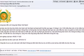 Hình ảnh tệp tin chứa mã độc tống tiền GandCrab 5.2 được phát tán qua thư điện tử giả mạo Bộ Công an Việt Nam.