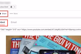 Trong giao diện trang video, bạn nhấn nút Share > Ember bên dưới trình phát video.