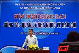 Ông Nguyễn Quang Thanh, Giám đốc Sở TT-TT TP Đà Nẵng cảnh báo tình trạng hoạt động của các trang thông tin tổng hợp tại Hội nghị