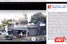 Thông báo truy tìm đối tượng đứng trên yên điều khiển xe máy được phát đi từ trang facebook của Phòng Cảnh sát giao thông CATP Đà Nẵng.