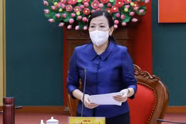 Bà Nguyễn Thanh Hải tại Hội nghị trực tuyến về công tác phòng, chống dịch COVID-19.