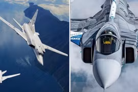 Máy bay ném bom Tu-22M3 và máy bay chiến đấu Gripen. Ảnh: MW.