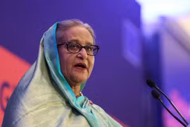 Thủ tướng Bangladesh bị lật đổ Sheikh Hasina tại Brussels, Bỉ ngày 25/10/2023. Ảnh: Reuters.