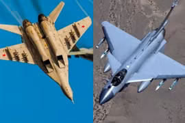 Chiến đấu cơ MiG-29 (trái) do Nga sản xuất và J-10C của Trung Quốc. Ảnh: MW.