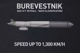 Tên lửa hành trình Burevestnik của Nga. Ảnh: RT.