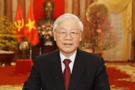 Tổng Bí thư, Chủ tịch nước Nguyễn Phú Trọng đọc Thư chúc Tết. Ảnh: TTXVN