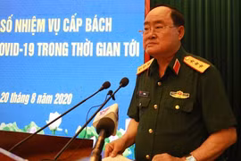 Thượng tướng Trần Đơn phát biểu tại hội nghị trực tuyến về triển khai một số nhiệm vụ cấp bách phòng, chống dịch COVID-19. Ảnh: Bộ Quốc phòng.