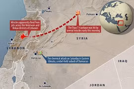 Sơ đồ vụ tấn công của chiến đấu cơ Israel vào căn cứ không quân Syria sáng 9/4