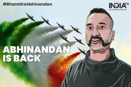 Áp phích của kênh truyền hình Ấn Độ chào đón Trung tá Abhinandan Varthaman được Pakistan trả về nước như một người hùng. 