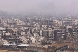 Sự hoang tàn tại phía nam thủ đô Damascus, Syria sau 8 năm nội chiến.