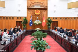 Toàn cảnh buổi tiếp Chủ tịch Thượng viện Australia Scott Ryan của Thủ tướng Chính phủ Nguyễn Xuân Phúc (Ảnh: VGP)