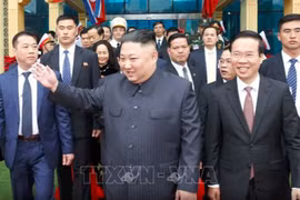 Chủ tịch Triều Tiên Kim Jong-un đã tới ga Đồng Đăng (Lạng Sơn) vào sáng ngày 26/2/2019 (Ảnh: TTXVN)
