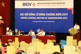 Các cổ đông tham gia ĐHĐCĐ thường niên năm 2019 của BIDV tiến hành bỏ phiếu (Nguồn: BIDV)