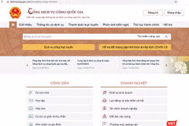 Giao diện Cổng dịch vụ công quốc gia