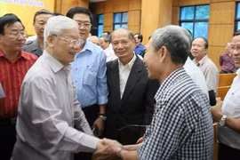 Tổng Bí thư, Chủ tịch nước Nguyễn Phú Trọng phát biểu tại buổi tiếp xúc cử tri. 
