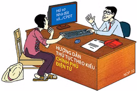 Chính phủ Điện tử chưa thể hiệu quả do yếu tố nhân sự và tiền lương. Biếm họa của PC World Vietnam 