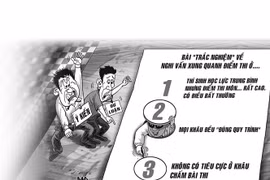 Khó phát hiện sai phạm trong việc chấm thi trắc nghiệm, trừ phi sự can thiệp được thực hiện từ bài thi gốc. Biến họa của báo Thanh Niên