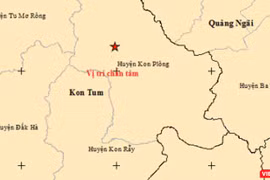 Vị trí xảy ra trận động đất thứ 12 trên địa bàn huyện Kon Plông (tỉnh Kon Tum).