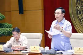 Chủ tịch Quốc hội Vương Đình Huệ phát biểu chủ trì buổi làm việc. (Ảnh: Doãn Tấn/TTXVN)