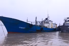 Tàu số hiệu 13056 chở 100.000 lít dầu cùng 3 thuyền viên là người Trung Quốc đang bị biên phòng Hải Phòng tạm giữ phục vụ điều tra. Ảnh: Bộ đội Biên phòng.