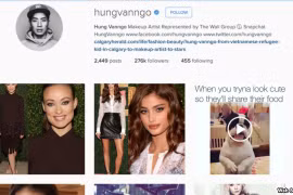 Ảnh chụp màn hình instagram của nghệ sĩ trang điểm Hung Vanngo.