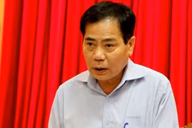 Ông Nguyễn Thế Trung trong cuộc họp báo Thành ủy Hà Nội tháng 5/2014.