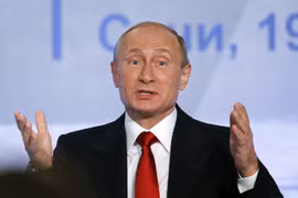 Putin phát biểu tại diễn đàn thảo luận quóc tế Valdai tại Sochi, Nga. Ảnh: Reuters