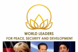 Ba nhà lãnh đạo thế giới được BGF vinh danh năm nay (từ trái qua): Thủ tướng Đức Angela Merkel, Thủ tướng Việt Nam Nguyễn Tấn Dũng, Thủ tướng Nhật Bản Shinzo Abe. Ảnh: BGF