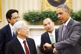 Tổng Bí thư Nguyễn Phú Trọng và Tổng thống Obama tại Nhà Trắng trong chuyến thăm Mỹ lịch sử tháng 7/2015