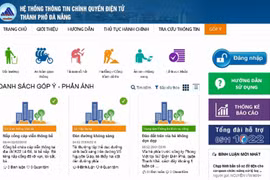 Giao diện của trang gopy.dangnang.gov.vn, địa chỉ để người dân và du khách phản ánh các vấn đề xã hội liên quan đến TP Đà Nẵng.