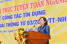 Thống đốc NHNN Nguyễn Thị Hồng phát biểu tại Hội nghị (Nguồn: NHNN)