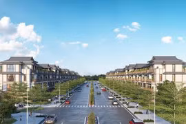Hai dãy shophouse phố Đông dự án Impreria Grand Plaza Đức Hòa trên tuyến đường 3/2 thị trấn Hậu Nghĩa.