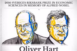 Hai giáo sư kinh tế vừa được trao giải Nobel 2016 - Ảnh: Nobelprize.org