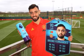 Tân binh Bruno Fernandes giành hat-trick danh hiệu Cầu thủ xuất sắc nhất tháng 2. Ảnh CLB.