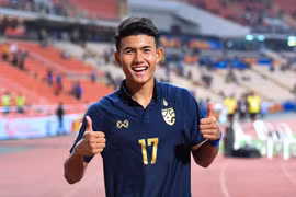 Suphanat Mueanta đã đi vào lịch sử VCK U23 châu Á với tư cách là cầu thủ trẻ nhất ghi bàn. Ảnh FAT.