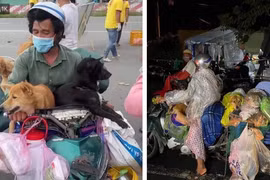 Hình ảnh cặp vợ chồng chở 15 chú chó từ Long An về Cà Mau được chia sẻ trên mạng xã hội (Ảnh - FB) 