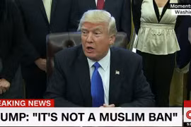 Trong một tuyên bố gần đây nhất của mình, Tổng thống Mỹ Donald Trump đã lên tiếng biện hộ cho quyết định của mình, ông nói rằng lệnh cấm này nhằm vào người tị nạn chứ không nhằm vào thế giới đạo Hồi.