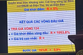 Thông tin kết quả đấu giá quyền khai thác mỏ cát xây dựng ĐB2B trên địa bàn thị xã Điện Bàn, Quảng Nam