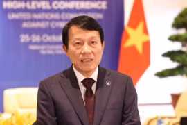 Đại tướng Lương Tam Quang - Ủy viên Bộ Chính trị, Bộ trưởng Bộ Công an Việt Nam phát biểu bế mạc Lễ mở ký Công ước Liên Hợp Quốc về chống tội phạm mạng (Công ước Hà Nội)