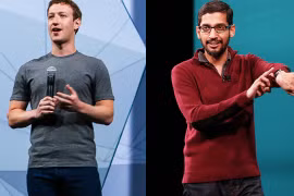 CEO của Facebook Mark Zuckerberg và CEO của Google Sundar Pichai