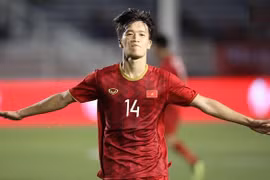 Hoàng Đức là cầu thủ được Sofascore chấm điểm cao nhất trong 2 trận đấu vòng loại thứ 3 World Cup 2022 của đội tuyển Việt Nam. Ảnh Viettel