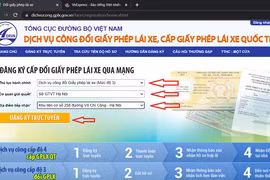 Cổng dịch vụ cấp giấy phép lái xe của Tổng Cục đường bộ Việt Nam