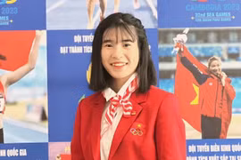 Bùi Thị Ngân tại lễ mừng công và khen thưởng đội tuyển điền kinh Việt Nam tham dự SEA Games 32, ngày 17/5. Ảnh: Nhân vật cung cấp